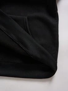 2024 New Stylish Solid Color Hooded Thermal Lined Sweatshirt Jacket For Women - Black - View 7