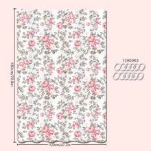 1/4 Pcs Vintage Pink Rose Valentine's Day Themed Bathroom Sets: Shower Curtain, Bath Mat, U-Shaped Toilet Lid Cover, Waterproof Bathroom Decor, Modern Style Bathroom Divider Curtain, No Drilling Required, Machine Washable Polyester,Women Valentine Gift Birthday Boyfriend Girlfriend Fall Decor Bathroom Accessories Back To School