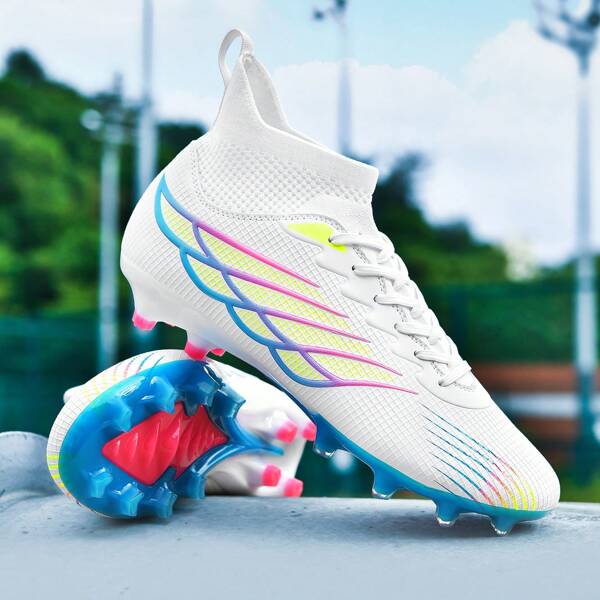 New AG Studded Outdoor Soccer Shoes, Lawn Football Boots, Anti-Slip Adult High-Top Breathable Soccer Shoes, Couples Lightweight Football Boots, Classic Color Sports Soccer Shoes For Match & Training