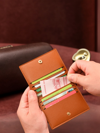 1PC Men's Fashionable Ultra-Thin Bank Card ID Card Holder, Driver's License, Double Fold Small Wallet, Simple Buckle Anti Magnetic Multi Slot Card Holder, Couple Credit Card Storage Suitable For Teen Summer Casual Outdoor Athletic Or Vacation Travel Or Graduation Gifts Or Birthday Dress Accessories