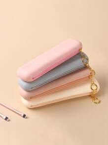 1 pieza Estuche protector de silicona para brochas de maquillaje, bolso de viaje portátil a prueba de polvo para almacenar brochas de maquillaje/lápices/lápiz labial/rímel y otras herramientas cosméticas, bolsa de aseo, bolsa de viaje, almacenamiento de maquillaje, bolsa de playa, vacaciones, artículos esenciales, útiles escolares, artículos esenciales de viaje, para mujer, para dormitorio universitario, para baño