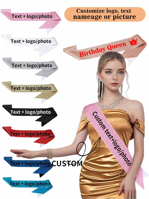 DIY Custom Glitter Satin Sash Writen As You Want Wedding Bridal Shower Happy Birthday Satin Sash Bachelorette Party Decor, ,Ornamental,Reusable,Multi-Functional,Stylish,Exquisite,High-Quality,Custom,Personalized,Unique,Ideal Gifts For Him,Ideal Gifts For Her,Her,Boyfriend,Girlfriend,Dad,Mom,Family,Friends,Son,Daughter,School Students,Workers,Kids,Office,Tea Room,School,Home