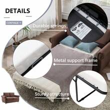 57.5" Orisfur Pull Out Sofa Bed  Loveseat Sleeper With Twin Size Memory Mattress For Living Room Spaces, Brown - Multicolor - View 4