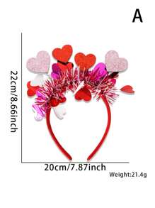 1 pièce, Serre-tête de la Saint-Valentin avec sequins en forme de cœur. Accessoire de cheveux de la Saint-Valentin en fil de métal rouge. Accessoire de photo de fête, décoration de mariage. Accessoire de cheveux pour femmes et filles. Accessoire pailleté pour carnaval, fête à thème romantique, fournitures de décoration de mariage