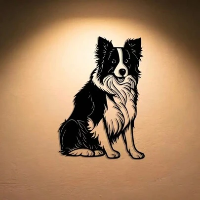 1 件优雅的边境牧羊犬金属墙饰，可拆卸铁狗剪影，适用于家庭、办公室、露台、厨房、商店、咖啡厅、酒吧、农舍装饰，非常适合乔迁、节日、生日、古董收藏、家居装饰、房间装饰、墙壁装饰