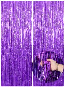 2 Stücke - 1*2m Metallic Folien Fransen Vorhang, Hintergrund Schimmer Quasten Vorhang für Hintergrundwand, Schwarz, Weiß, Gold, Silber, Rot, Pink, Grün, Roségold, Lila, Blau Quaste Vorhang geeignet für Neujahr, Geburtstag, Valentinstag, Hochzeit, Verlobung, Party Hintergrund, Abschluss, Halloween, Junggesellinnenabschied, Jubiläumsdekoration, Erwachsene Satin transparenter Vorhang