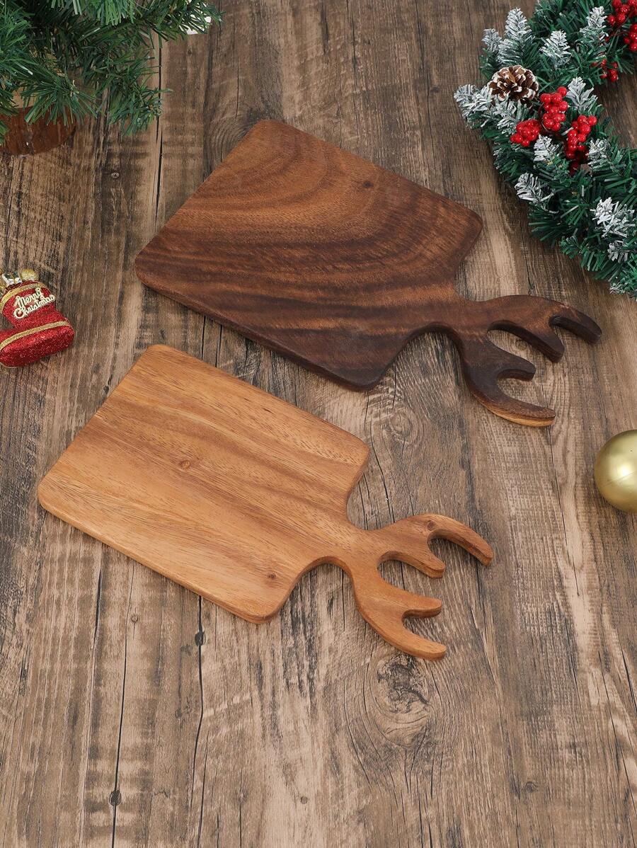 1 peça Tábua de corte em forma de chifre de veado de jacarandá, bloco de açougueiro de madeira, tábua de pão, prato de queijo, tábua de corte de jacarandá sólido - Castanho - Ver 1
