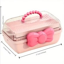1 st. Roze Strik Cosmetica Opbergdoos Plastic Desktop Organizer Grote Capaciteit Haaraccessoires Kantoorbenodigdheden Opbergdoos Stroomloze Draagbare Tafelblad Opbergdoos Meisjeskamer Decoratie Meisjesachtige Kaptafel Opbergdoos Opvouwbare Cosmetica Opbergdoos Badkamer Desktop Organizer