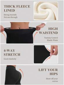 1pc Women Outdoor Sports Thick Plus Fleece Thick Leggings, High Waist Skinny Fit Stretchy Pants, Winter