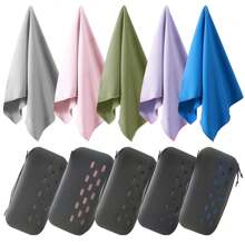 1 pezzo Asciugamano da viaggio in microfibre super morbide e ad asciugatura rapida di colore blu navy con custodia in EVA, design compatto, adatto per campeggio all'aperto, sport, spiaggia, fitness, zaino, trekking e yoga, essenziale da spiaggia ultraassorbente e leggero, torna a scuola