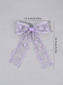 2pcs Purple Lace Bow Hair Clips, Women's Solid Color Lace Bow Crocodile Clips, Long Tail Elegant Bow Hair Clips, Wedding Party Holiday Gift, Bow Hair Clips, Women's Hair Accessories, Claw Clips, School Supplies - Purple - View 4