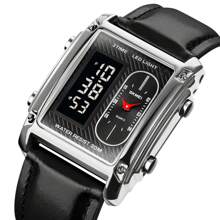 Skmei Montre-bracelet en acier inoxydable pour hommes Skmei 1868, résistante à l'eau 3 ATM, montre numérique en alliage