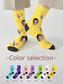 1 par de calcetines personalizados con rostro, calcetines con foto personalizada, calcetines impresos personalizados, calcetines divertidos con rostro personalizado, calcetines con imagen personalizada, pon cualquier rostro en los calcetines, regalo de aniversario, regalo de San Valentín, regalo de cumpleaños - Multicolor - Ver 5