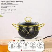 1 件高品质大容量黑白大理石经典汤锅、砂锅，耐用易清洗，适用于餐厅和家庭厨房，兼容明火、燃气和电磁炉