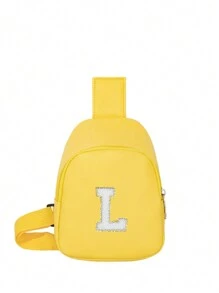 1個韻味可愛的女士斜肩袋，印有字母印花，適用於日常、戶外、旅行、徒步旅行，方便攜帶，適合作為禮物 - 黃色 - 查看 38