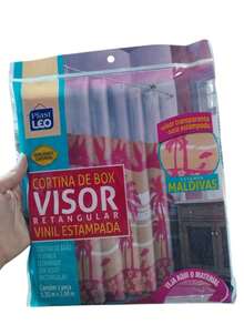 BATHROOM SHOWER CURTAIN WITH PRINTED VISOR RAIL - Rusty Rose - View 3