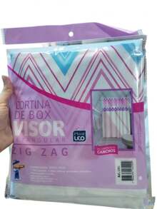 BATHROOM SHOWER CURTAIN WITH PRINTED VISOR RAIL - Rusty Rose - View 2