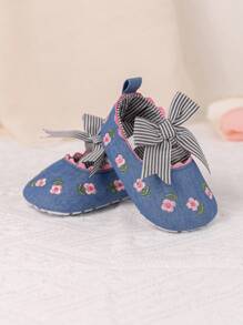 Infant/Toddler Flower Pattern Soft Flat Shoes - Blue - View 6
