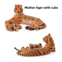 Realistic Wild Forest Animal Mother Tiger With Cub Model Toy Gift, Collectible Decoration - Multicolor - View 13