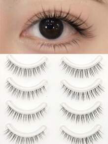 10 件/套自然透明假睫毛 8-9-10-11 毫米轻质仿貂皮睫毛，一体式设计条状睫毛，睫毛，睫毛，假睫毛