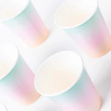 10 buc/20 buc/50 buc cești de hârtie curcubeu, de unică folosință, curcubeu, puncte aurii, pastel, pahare pentru uz zilnic, ziua de naștere, duș nupțial, festival, accesorii și decorațiuni pentru petreceri de nuntă - Multicolor - Vizualizare 3