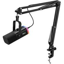Gaming Microphone Kit XLR USB Microphone Set PC  PS5 Mixer Boom Arm Stand Dynamic Mic Controller RGB Mute Button Gain Knob Podcast Recording Vocal Amplification - Black1 - View 1