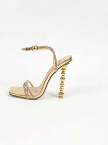 Elegant High Heel Sandals For Women, Delicate Gold Fairy Style, Summer Outdoor Wear, 2025 New Arrival