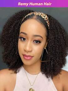 头带假发 人发 卷曲人发假发 无蕾丝假发 无胶假发 人发全机器制造 巴西雷米人发假发 女士 180% 密度 - SNatural - 查看 4