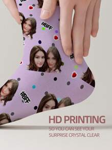 1 Pair Custom Face Socks, Custom Photo Sock, Custom Printed Socks, Personalized Funny Face Socks, Custom Picture Socks, Put Any Face On The Socks, Anniversary Gift, Fall - Multicolor - View 5