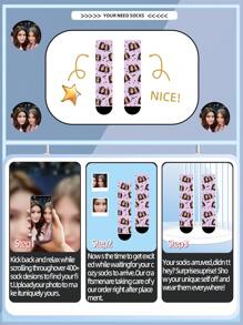 1 Pair Custom Face Socks, Custom Photo Sock, Custom Printed Socks, Personalized Funny Face Socks, Custom Picture Socks, Put Any Face On The Socks, Anniversary Gift, Fall - Multicolor - View 4