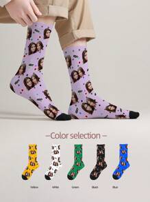 1 Pair Custom Face Socks, Custom Photo Sock, Custom Printed Socks, Personalized Funny Face Socks, Custom Picture Socks, Put Any Face On The Socks, Anniversary Gift, Fall - Multicolor - View 7