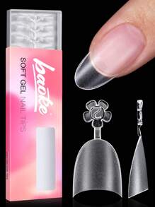 Baoke Summer Nails 240 PCS Oval Shaped Upgraded Matte Soft Gel Half Cover Nail Tips No Filed, Spring Pre-Shaped Clear Acrylic False Gelly Press On Nails For DIY Press On Nails 15 Sizes With Box Nail Supplies - Clear - View 12