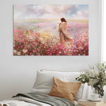 1pc Framed Canvas Poster, Jesus Lamb Wall Art Canvas Paintings, Ideal Gift For Bedroom Living Room Corridor, Wall Art, Room Decoration - 彩色 - 查看 5