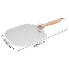 Silberner Pizzaspachtel Pizzaspachtel aus Holz und Aluminiumtechnologie. - Silber - Übersicht 2