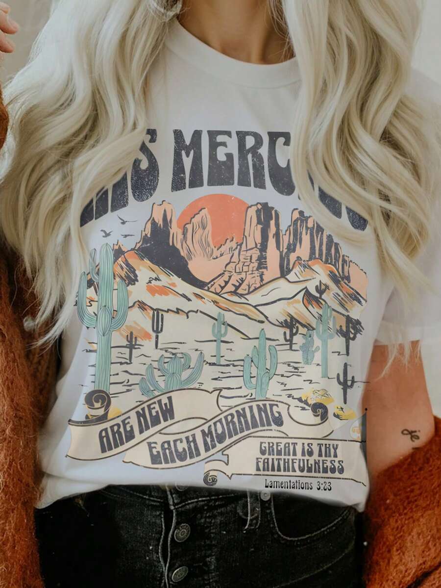 波西米亚风基督教衬衫 基督教 T 恤 圣经经文衬衫 时尚基督教 T 恤 耶稣服饰 信仰衬衫 他的怜悯是新的