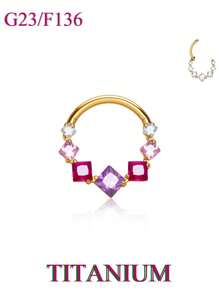 1pc Shiny Luxury! Multiple Zirconia Cool Link Design Unisex Nose Ring Earring, Fashionable Casual Eye-Catching Piercing Jewelry! - Multicolor - View 45