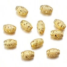 Lot de 30 perles à gros trous en métal plaqué cuivre doré/argenté, style punk rock à la mode, perles en forme de graines de citrouille pour bracelets, colliers, fabrication de bijoux, chaînes de téléphone, porte-clés - Multicolore - Voir 14
