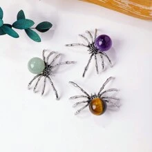 1PC Natural Crystal Ball Spider Ornaments Handmade Alloy Spider DIY Reiki Gemstone Halloween Decorative Crafts 4th Of July Women Fathers Dad Gift - Crystal Ball Spider - View 5