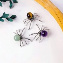 1PC Natural Crystal Ball Spider Ornaments Handmade Alloy Spider DIY Reiki Gemstone Halloween Decorative Crafts 4th Of July Women Fathers Dad Gift - Crystal Ball Spider - View 7