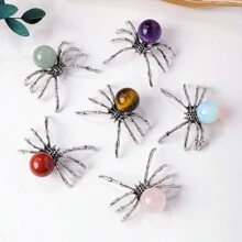 1PC Natural Crystal Ball Spider Ornaments Handmade Alloy Spider DIY Reiki Gemstone Halloween Decorative Crafts 4th Of July Women Fathers Dad Gift - Crystal Ball Spider - View 4