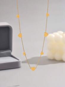 LIEBEIRIS 1pc 18K banhado a ouro minimalista coração colar de aço inoxidável, adequado para uso diário feminino e presente de dia dos namorados, mãe, mãe, dia das mães, presente - Ouro amarelo - Ver 2