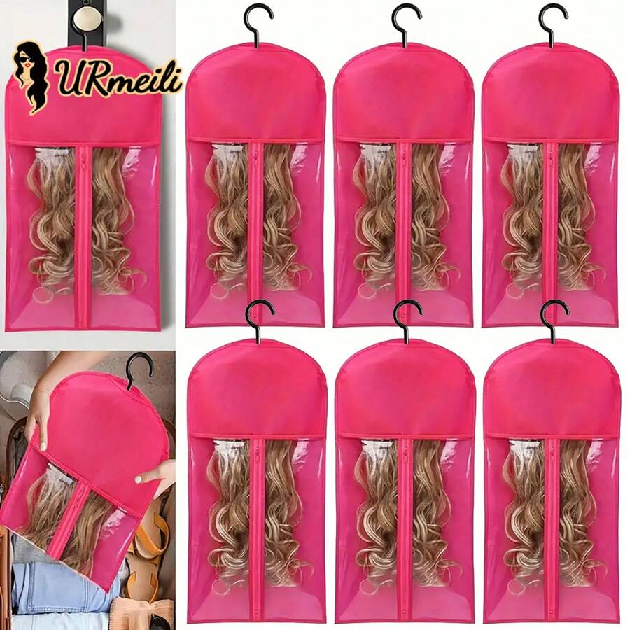 6PCS Hair Extension Holder Wig Storage For Multiple Wigs Holder Wig Bags Storage With Hanger Hair Extension Storage Wig Hanger For Multiple Wigs Hair Extensions, Wigs & Accessories (3/6PCS) - Multicolor - View 1