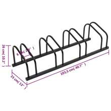 Support vélo en acier noir robuste pour quatre vélos, rangement extérieur économe en espace