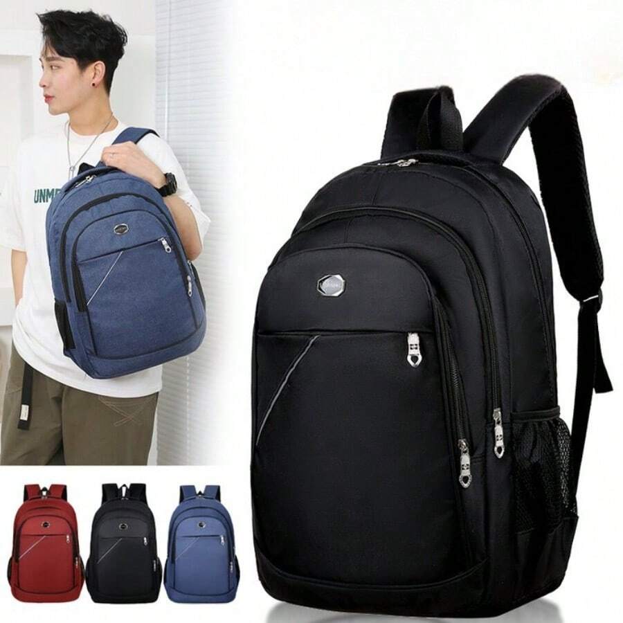 Mochila simples de grande capacidade, 1 unidade, 47 * 32 * 15 cm, mochila casual para computador de negócios, mesmo estilo para homens e mulheres, bolsa de viagem de negócios simples e elegante, bolsa de estudante leve e à prova d'água