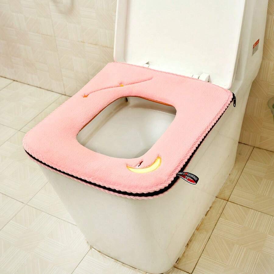 Four Seasons Universal Coral Velvet Toilet Seat Cushion Household Toilet Cover Rectangular Toilet Ring Cover With Zipper