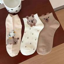 5雙時尚百搭可愛卡通動物舒適女款短襪，女款絲襪與短襪，適合四季，90件/80件/60件/50件/40件/30件/24件/20件/10件/8件/6件/4件/2件 - 彩色 - 查看 6