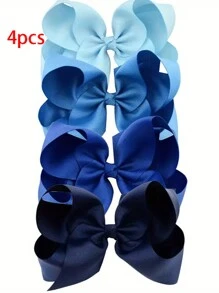 4 件装女孩发饰 - 6 英寸渐变蝴蝶结发夹套装 - 涤纶和铁材质 - 混合颜色 - 适合 3-14 岁儿童的可爱发饰 - 适合日常佩戴和特殊场合 - 送给小女孩的超棒礼物