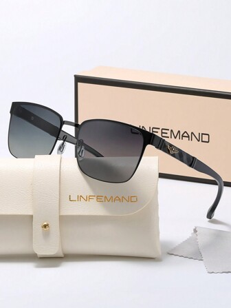  LINFEMAND Classic Vintage Square Metal Frame Fashion Glasses, For Women, Perfect For Hiking, Driving, Travel, And Holiday Gifts For Summer Beach Vacation,Outdoor,Travel