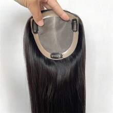 1 Pc Free Parting Human Hair Clip In Toppers para mulheres, Invisible Hair Topper Mono Base Humano Topper 5 * 5 polegadas Cor Natural Topper para mulheres com cabelo ralo Cabelo humano real