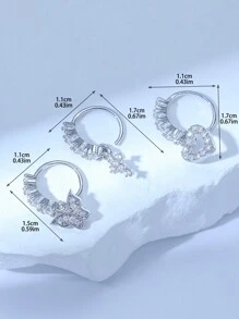 3pcs/Set Silver-Tone Zirconia Inlaid Shiny Heart, Cross, Butterfly Nose Stud Jewelry Set, Suitable For Women As Christmas, Halloween, Valentine's Day, Birthday Gifts, Daily Wear,Mom,Mother,Mother's Day,Gift